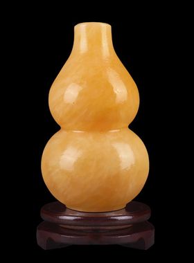 天然原石雕刻米黄玉葫芦摆件玉雕装饰品福禄寿客厅玄关玉器工艺品