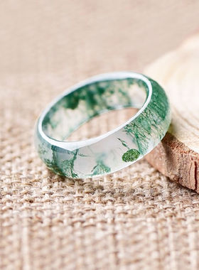 天然水草玛瑙戒指指环情侣玉