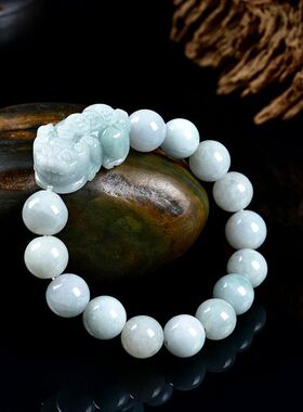 天然缅甸翡翠原创自制现代三钱貔貅手链男女情侣款玉石民族风手链