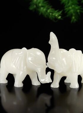 天然阿富汗白玉大象摆件吸水象玉石吉祥物风水家居客厅玄关装饰品