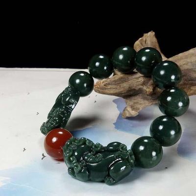 新疆天然和田青玉貔貅手链