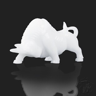 阿富汗白玉牛摆件天然玉石简约办公室现代中式工艺品桌面玄关玉牛
