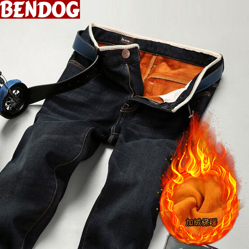 加绒加厚牛仔裤男秋冬直筒休闲