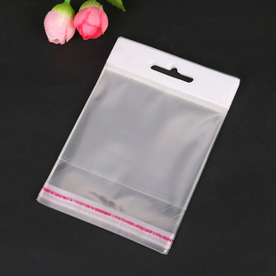 opp卡头袋白色飞机孔袋挂孔袋饰品包装袋珠光膜不干胶自粘塑料袋