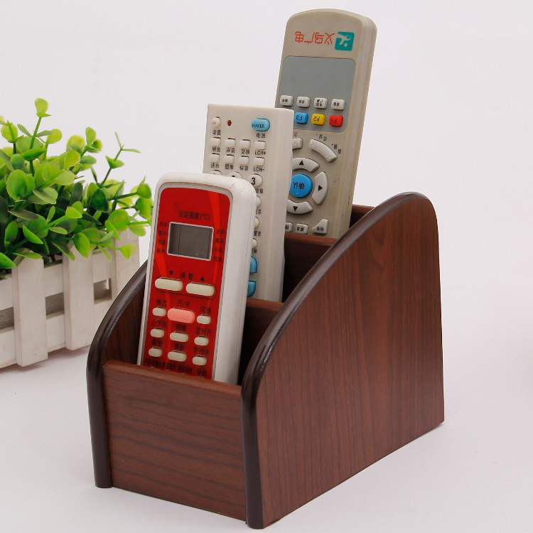 创意风客厅木质手机遥控器收纳盒