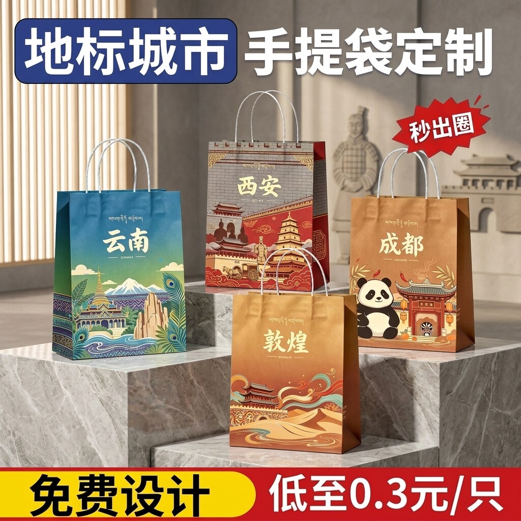 手提袋定制纸袋定制文创城市旅游特产礼品包装袋伴手礼袋子定制sp