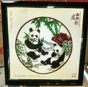 熊猫新款 水晶框皮影 出国礼品