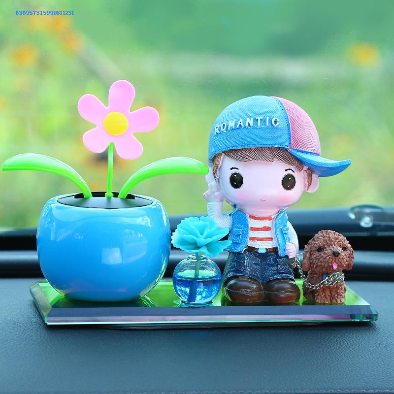 摆件摇头小和尚车内装饰品香水座