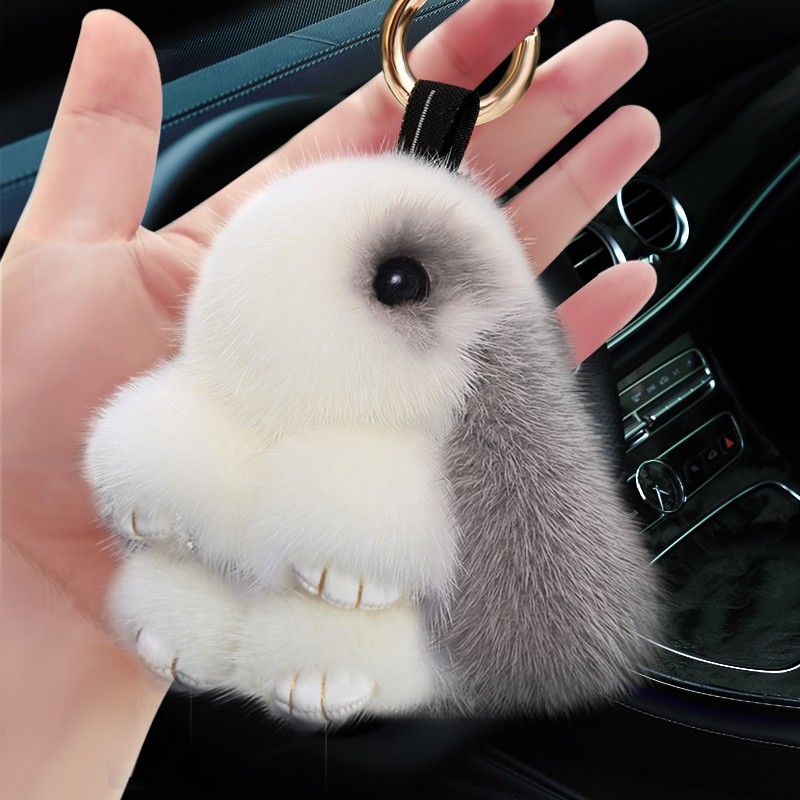 水貂毛大耳朵兔子挂件可爱网红毛绒装死挂饰兔玩偶公仔钥匙扣包包