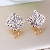s925纯银针百搭赵丽颖同款 耳环韩版 气质满钻水钻菱形耳扣耳钉女潮