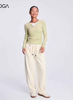 FLYOGA飞蓝 53526 长袖T恤 V领修身显瘦百搭打底上衣