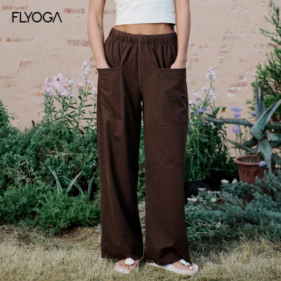 FLYOGA高腰阔腿裤女松弛感垂感显瘦直筒休闲裤61911