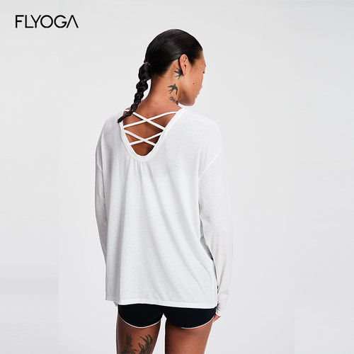 FLYOGA飞蓝瑜伽薄款透气运动上衣普拉提跑步健身长袖T恤罩衫女夏