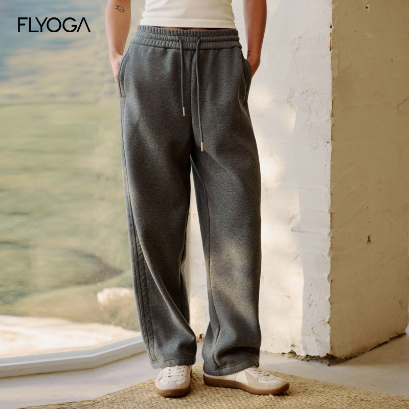 FLYOGA飞蓝加绒卫裤休闲宽松女休闲带抽绳2025新款运动裤31925,运动/瑜伽/健身/球迷用品,瑜伽长裤,淘宝优惠券,粉丝福利购,淘宝优惠卷