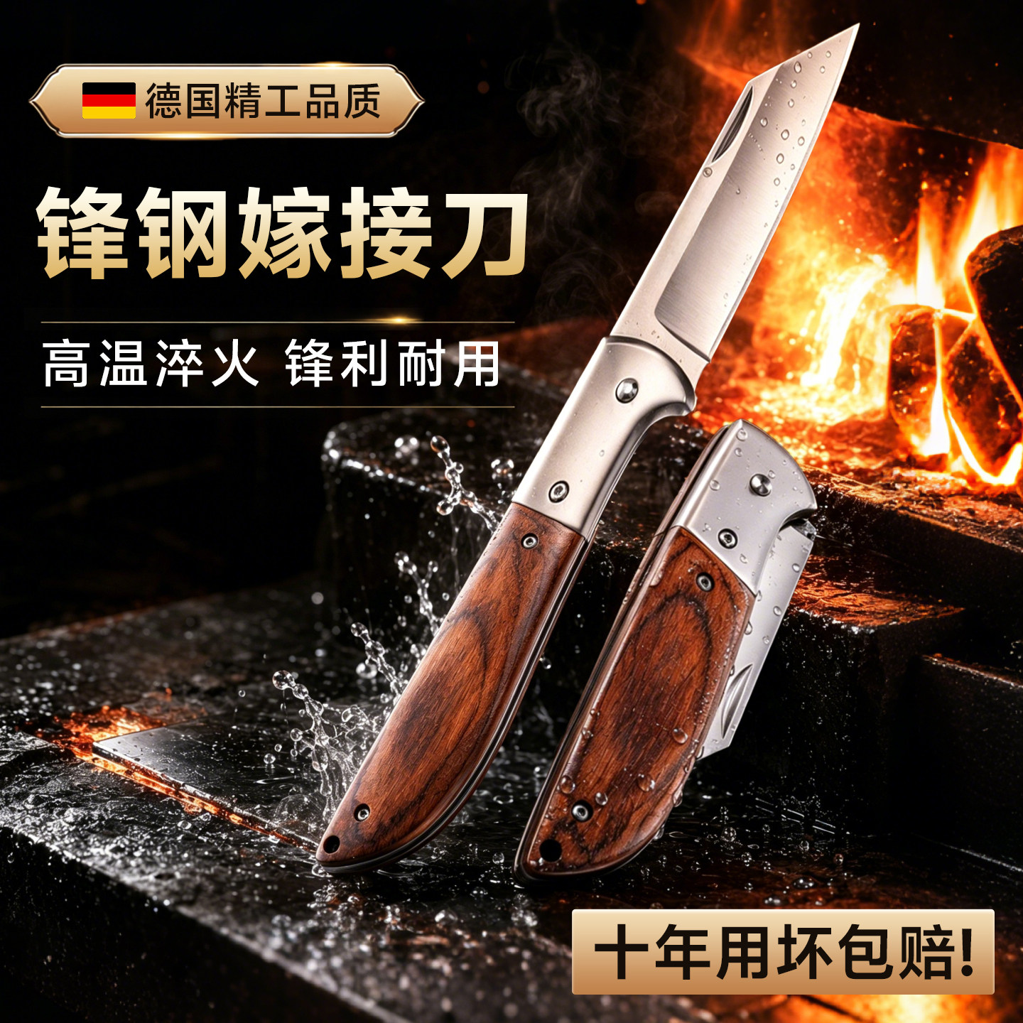 德国进口锋钢嫁接刀果树花卉芽接刀可折叠多功能精品植物园艺工具