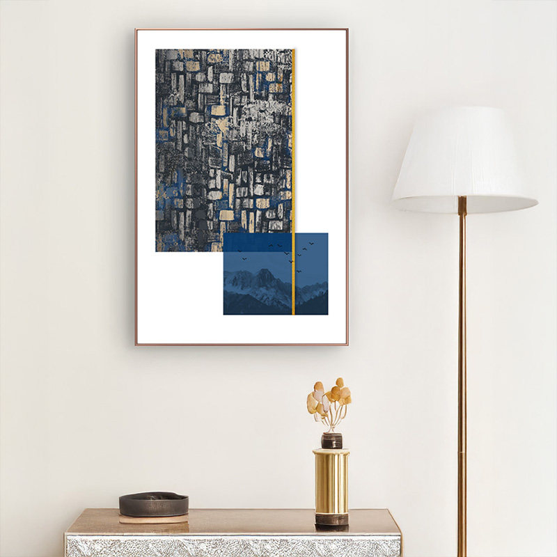 简约现代单幅几何图形晶瓷画有框