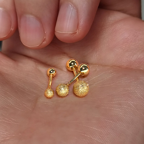 金色磨砂925银针叠戴耳骨钉