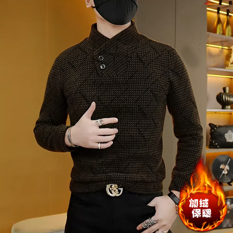欧货方巾半高领卫衣男士加绒加厚冬季潮流休闲保暖针织上衣打底衫,男装,卫衣,淘宝优惠券,粉丝福利购,淘宝优惠卷