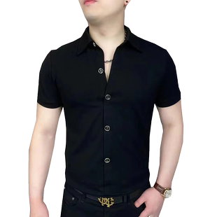 男士轻奢高端翻领短袖T恤夏季潮牌休闲衬衫领POLO衫半袖打底小衫t
