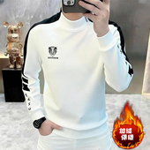 打底衫 潮牌拼色半高领男士 上衣时尚 加绒加厚保暖修身 潮 卫衣秋冬季