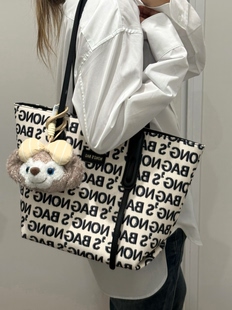复古ins包包女大容量高级感通勤学生上课百搭单肩帆布包手提大包