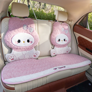 冬季汽车坐垫加厚长毛绒可爱女士座椅套秋天车内后排单片车垫座垫