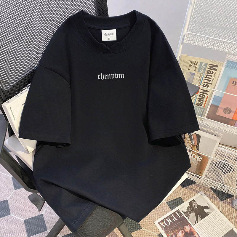CHENUVM2026夏季新款短袖T恤男美式潮牌字母印花宽松百搭半袖上衣