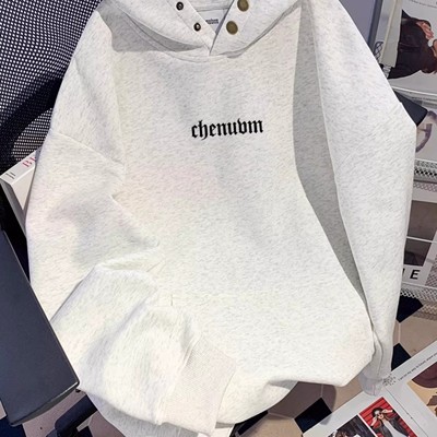 重磅双纽扣连帽卫衣男女秋冬外套