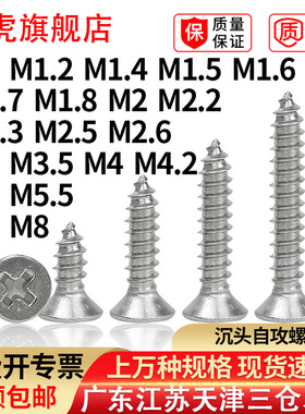 304不锈钢十字沉头自攻螺丝钉GB846加长平头木螺钉KAM2M3M4M5M6M8