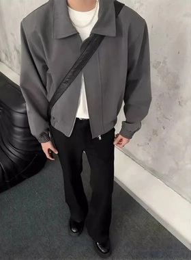 【AIRa】cleanfit黑色垫肩外套短款痞帅高级感美式飞行员行政夹克