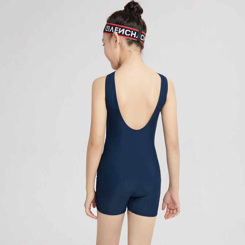 专业游泳衣儿童运动款连体平角速干露背中大童女童学生初学者泳衣