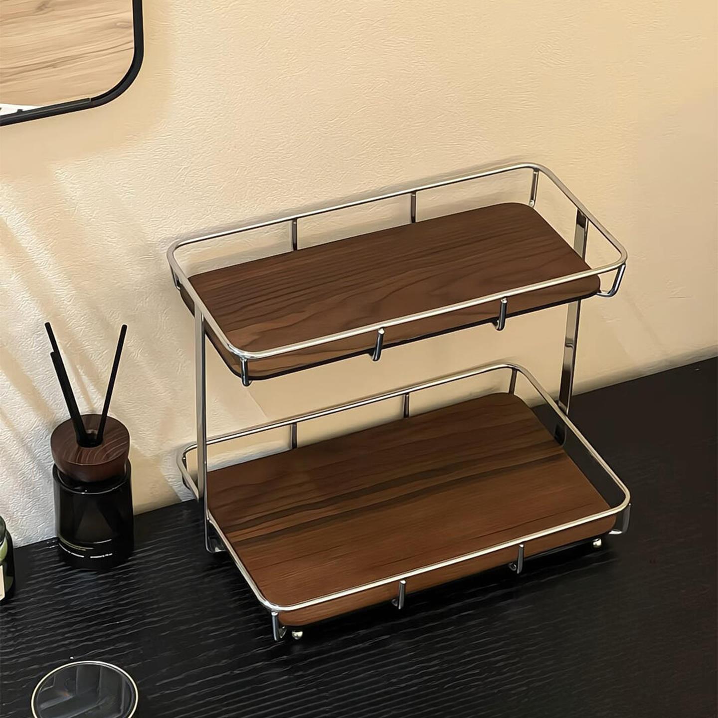 胡桃木置物架多层收纳架卫生间牙刷洗漱化妆品护肤品收纳架多功能