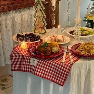 圣诞餐垫圣诞节装饰桌垫小块一人食氛围场景布置道具家居红色餐布