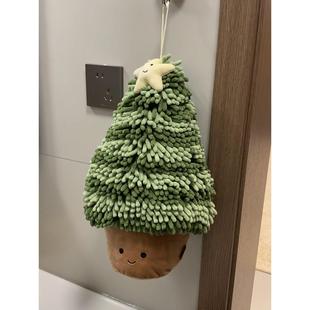 圣诞树擦手巾挂式可爱雪尼尔超强吸水加厚厨房卫生间不发臭毛巾