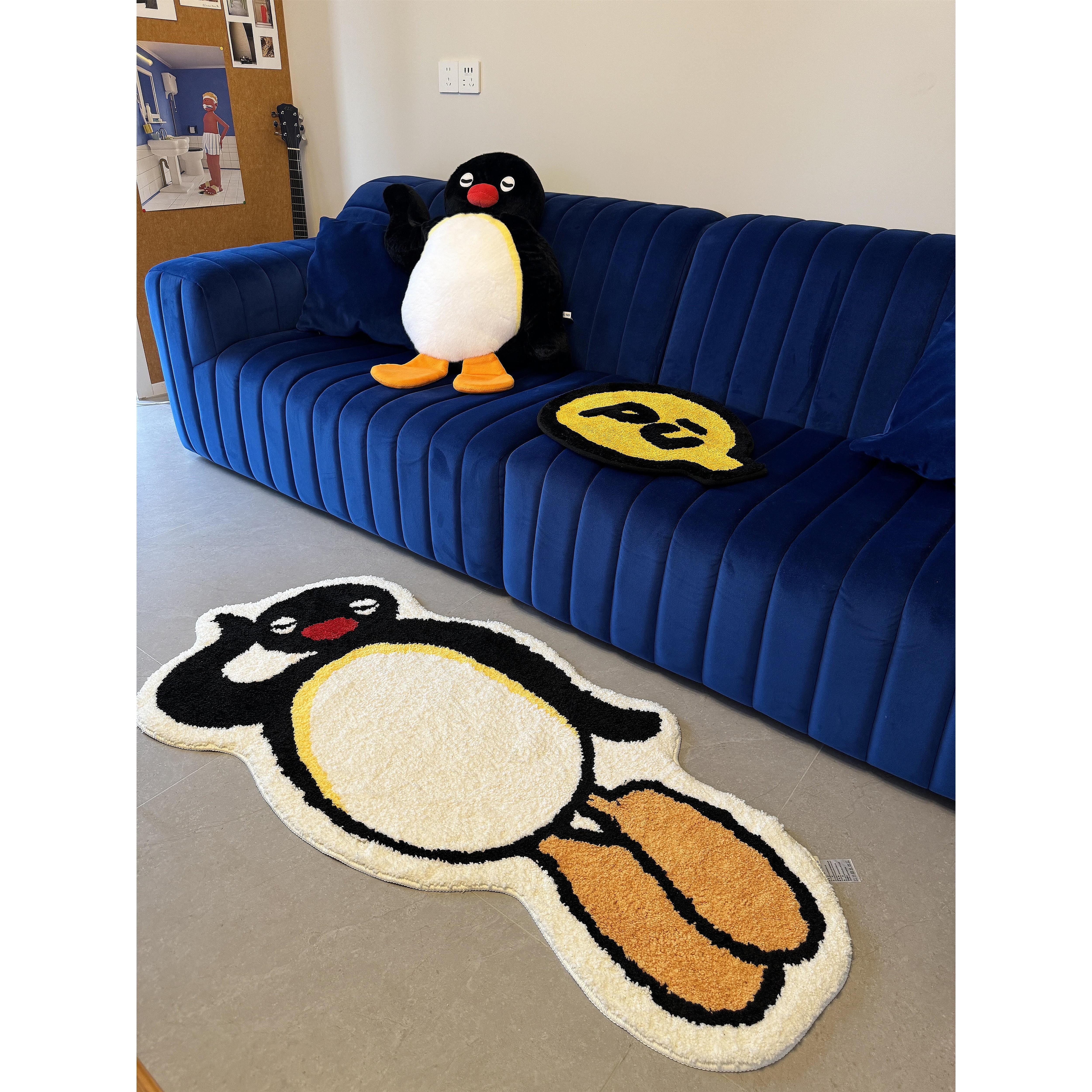 pingu企鹅客厅式地毯女孩卧室床边毯植绒防滑茶几脚垫镜前地垫子