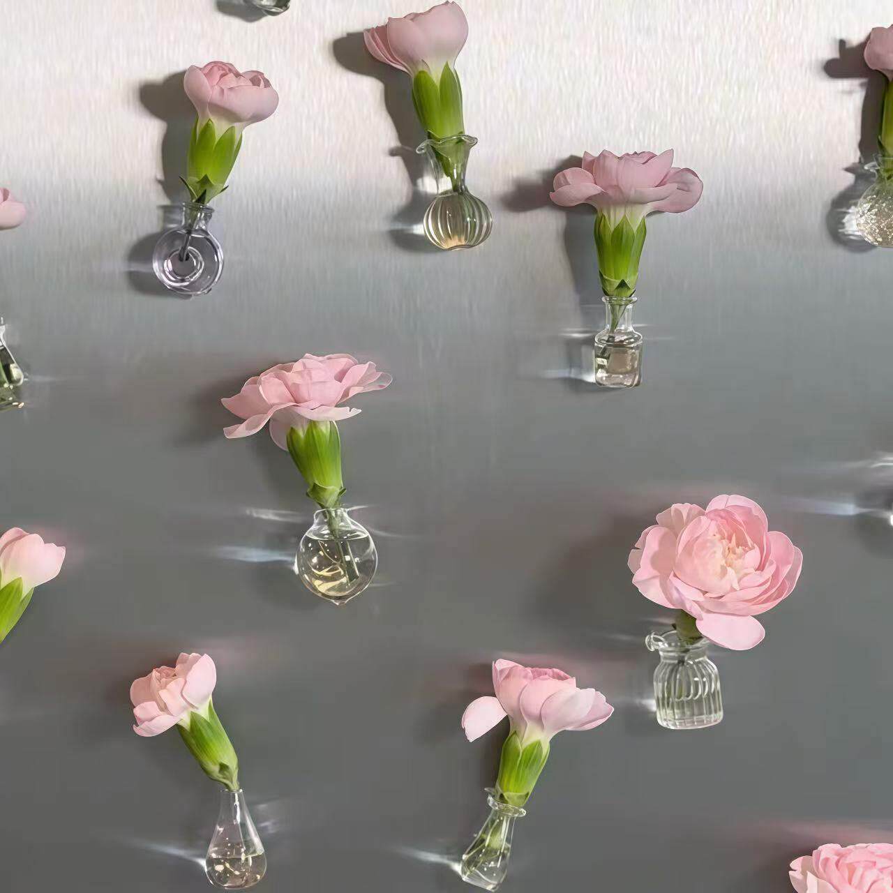 【让冰箱长满鲜花】DIY创意立体迷你透明玻璃小花瓶微缩装饰摆件