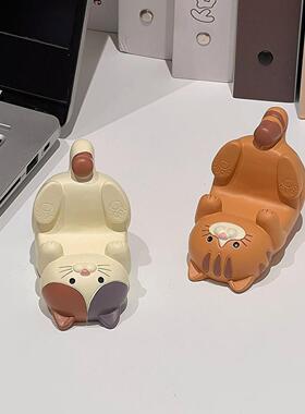 猫咪桌面摆件手机支架工位眼镜置物架办公室好物创意可爱客厅装饰