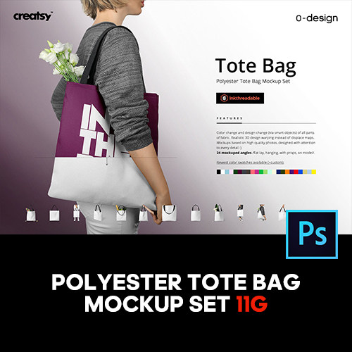 24款手提袋帆布袋托特包印花图案设计贴图ps样机素材展示效果模板