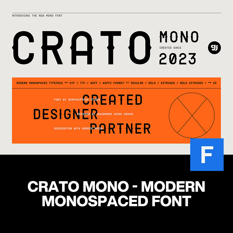4款crato mono美式潮流复古品牌logo海报广告标题装饰英文字体包