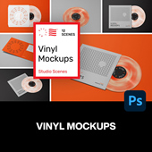 12款 设计作品展示效果图ps样机 黑胶唱片CD碟片音乐专辑封面包装