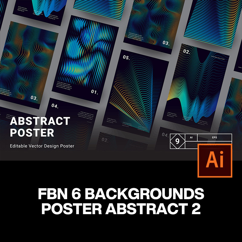 6款创意极简科幻未来波浪线条渐变海报背景底纹ai设计素材源文件