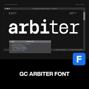 8字重Arbiter现代科技等宽账单票据编程开发无衬线英文字体家族