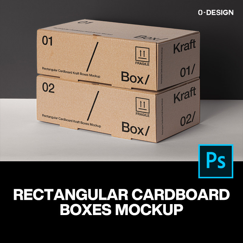长方形快递物流打包纸箱盒子包装设计贴图ps样机素材展示效果模板
