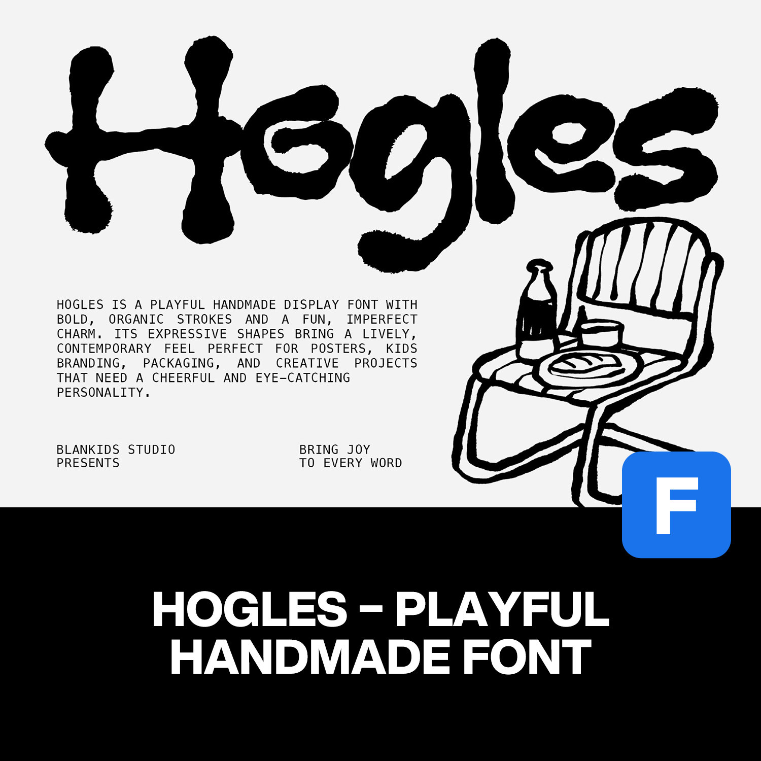 Hogles潮流复古粗犷创意涂鸦海报封面标题艺术粗糙手写英文字体包