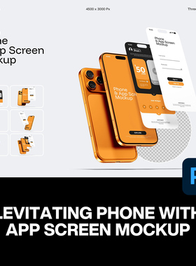6款iPhone17手机App应用UI界面设计作品立体展示效果图ps样机素材