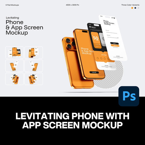 6款iPhone17手机App应用UI界面设计作品立体展示效果图ps样机素材
