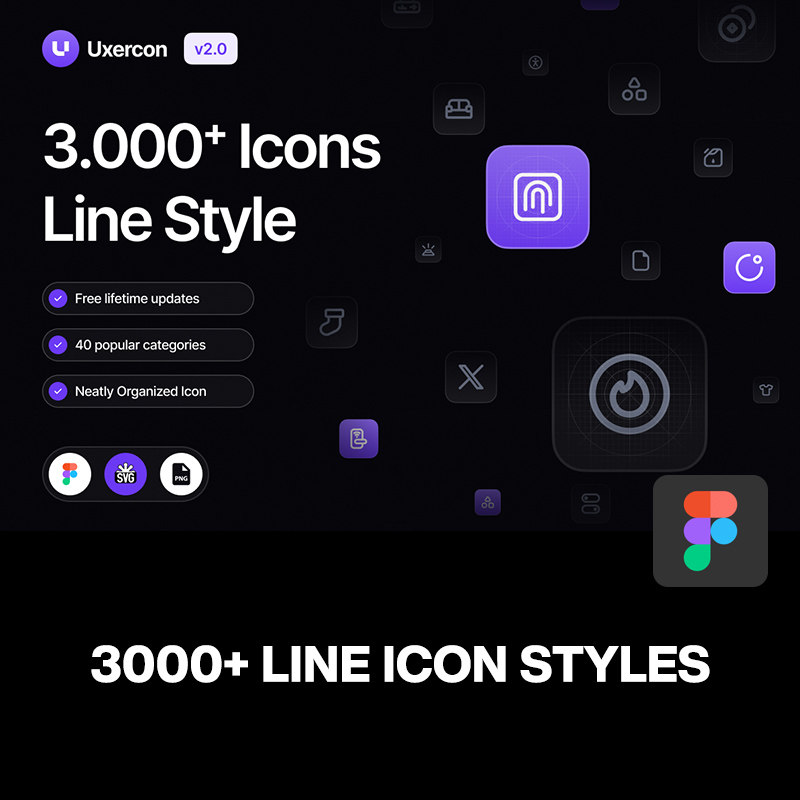 3000款全套网站App应用小程序网页设计常用icon线性图标素材合集