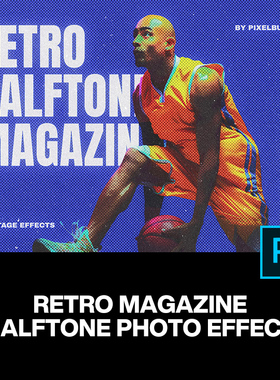 80年代潮流复古怀旧街头半调颗粒图像老照片影印滤镜ps特效模板