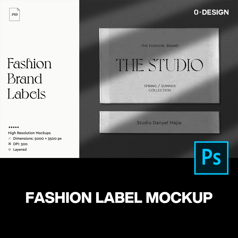 质感光影文艺高定大牌服装logo布标领标织唛贴图ps样机素材模板