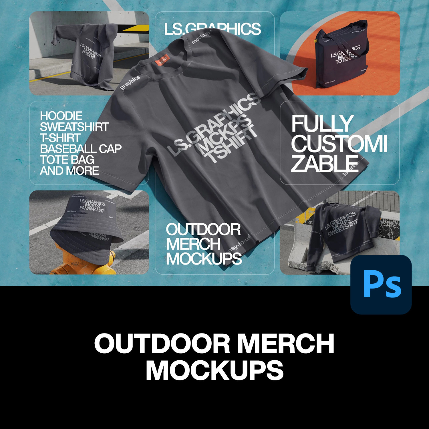 16款工装卫衣T恤渔夫帽帆布包袜子吊牌标签设计展示效果图ps样机